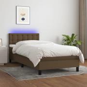 vidaXL Ramsäng med madrass & LED mörkbrun 100x200 cm tyg