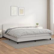 vidaXL Ramsäng med madrass vit 200x200 cm konstläder