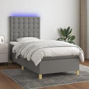 vidaXL Ramsäng med madrass & LED mörkgrå 80x200 cm tyg