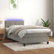 vidaXL Ramsäng med madrass & LED ljusgrå 90x190 cm sammet
