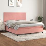 vidaXL Ramsäng med madrass rosa 180x200 cm sammet