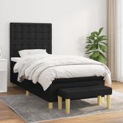 vidaXL Ramsäng med madrass svart 90x190 cm tyg