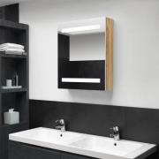 vidaXL Badrumsspegel LED vit och ek 50x14x60 cm