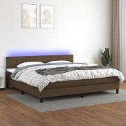 vidaXL Ramsäng med madrass & LED mörkbrun 200x200 cm tyg