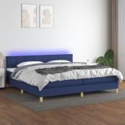 vidaXL Ramsäng med madrass & LED blå 200x200 cm tyg