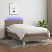 vidaXL Ramsäng med madrass & LED taupe 90x190 cm tyg