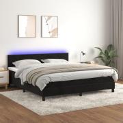 vidaXL Ramsäng med madrass & LED svart 180x200 cm sammet