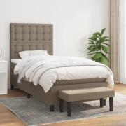 vidaXL Ramsäng med madrass taupe 90x200 cm tyg