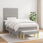 vidaXL Ramsäng med madrass ljusgrå 90x200 cm tyg