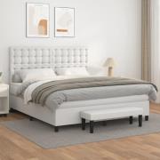 vidaXL Ramsäng med madrass vit 160x200 cm konstläder