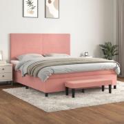 vidaXL Ramsäng med madrass rosa 180x200 cm sammet