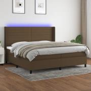 vidaXL Ramsäng med madrass & LED mörkbrun 200x200 cm tyg