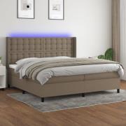vidaXL Ramsäng med madrass & LED taupe 200x200 cm tyg
