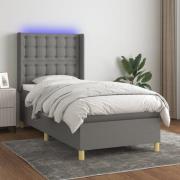 vidaXL Ramsäng med madrass & LED mörkgrå 80x200 cm tyg