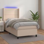 vidaXL Ramsäng med bäddmadrass & LED cappuccino 80x200 cm konstläder