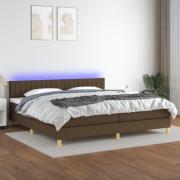 vidaXL Ramsäng med madrass & LED mörkbrun 200x200 cm tyg