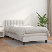 vidaXL Ramsäng med madrass vit 100x200 cm konstläder