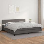vidaXL Ramsäng med madrass grå 200x200 cm konstläder