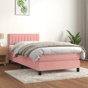 vidaXL Ramsäng med madrass rosa 90x200 cm sammet