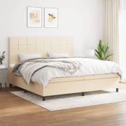 vidaXL Ramsäng med madrass gräddvit 200x200 cm tyg