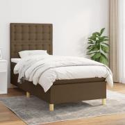 vidaXL Ramsäng med madrass mörkbrun 80x200 cm tyg