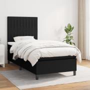 vidaXL Ramsäng med madrass svart 90x190 cm tyg
