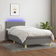 vidaXL Ramsäng med madrass & LED mörkgrå 90x200 cm tyg
