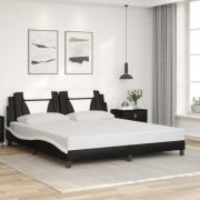 vidaXL Sängram med huvudgavel svart och vit 180x200 cm konstläder