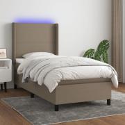 vidaXL Ramsäng med madrass & LED taupe 100x200 cm tyg