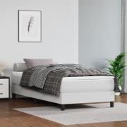 vidaXL Ramsäng med madrass vit 90x200 cm konstläder