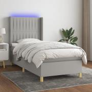 vidaXL Ramsäng med madrass & LED ljusgrå 80x200 cm tyg