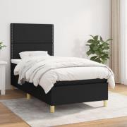 vidaXL Ramsäng med madrass svart 90x190 cm tyg