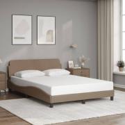 vidaXL Sängram med huvudgavel cappuccino 140x190 cm konstläder