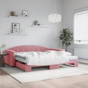 vidaXL Dagbädd utdragbar och madrasser rosa 100x200 cm sammet