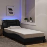 vidaXL Sängram med LED utan madrass svart 80x200 cm tyg