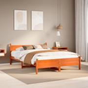 vidaXL Sängram utan madrass vaxbrun 150x200 cm massiv furu