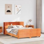 vidaXL Sängram utan madrass vaxbrun 160x200 cm massiv furu