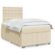 vidaXL Ramsäng med madrass gräddvit 120x190 cm tyg