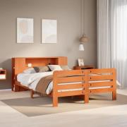 vidaXL Sängram utan madrass vaxbrun 120x190 cm massiv furu
