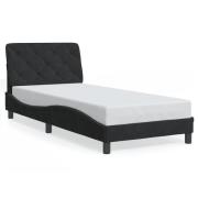 vidaXL Sängram med huvudgavel svart 90x190 cm sammet