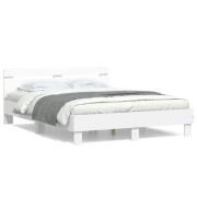 vidaXL Sängram med huvudgavel vit 150x200 cm konstruerad trä