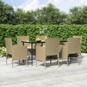 vidaXL Matgrupp för trädgården med dynor 5 delar beige och svart