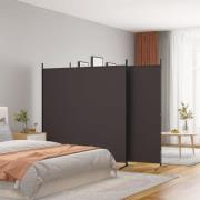 vidaXL Rumsavdelare 3 paneler brun 525x180 cm tyg