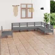 vidaXL Loungegrupp för trädgården 7 delar grå massiv furu