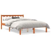 vidaXL Sängram utan madrass vaxbrun 135x190 cm massiv furu