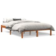 vidaXL Sängram utan madrass vaxbrun 120x200 cm massiv furu