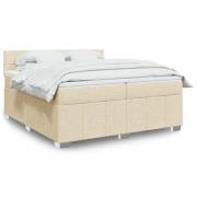 vidaXL Ramsäng med madrass gräddvit 200x200 cm tyg