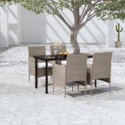 vidaXL Matgrupp för trädgården med dynor 5 delar beige och svart