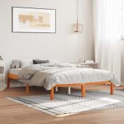 vidaXL Sängram utan madrass vaxbrun 140x190 cm massiv furu