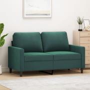 vidaXL Soffa 2-sits mörkgrön 120 cm sammet